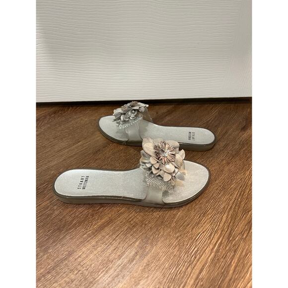Stuart Weitzman Bloom Silver BigRose Slide Jelly Sandals Women's 7 - Picture 5 of 10